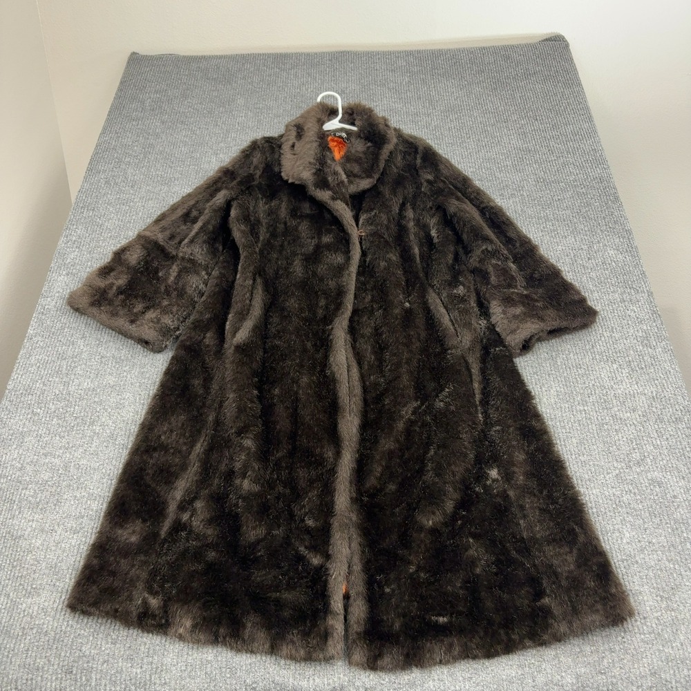 Women's Long Faux Fur Coat in Dark Brown
